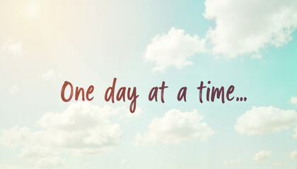 Motivational card with handwritten text against soft cloudy background, progress, mental health awareness 