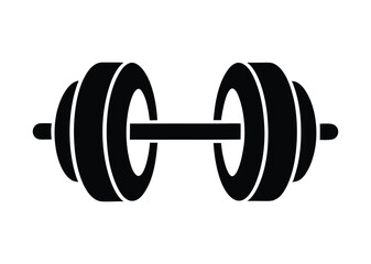 barbell icon, dumbbell silhouette vector illustration 