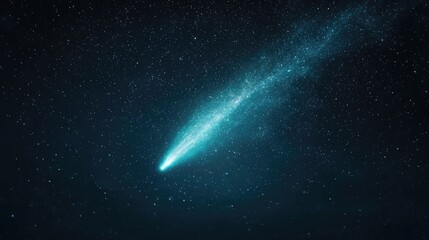 Fototapeta premium Comet streaking across night sky, stars background, space exploration