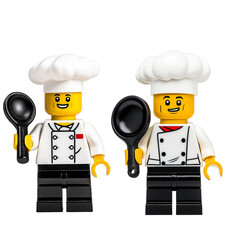 Obraz premium Two lego figures - Chef with a pan