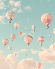 Naklejka premium Colorful hot air balloons in a clear sky.