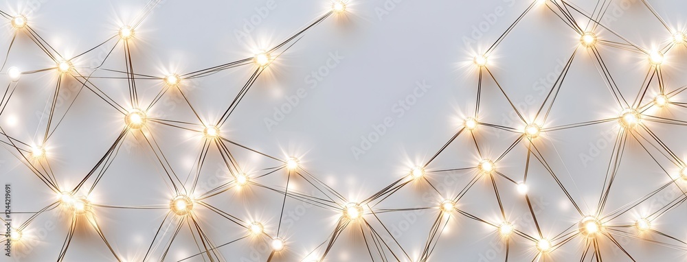 Poster modern cityscape illuminated by digital lines and networks, representing the advanced integration of