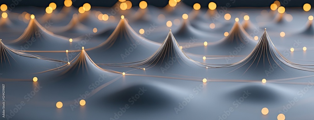 Poster modern cityscape illuminated by digital lines and networks, representing the advanced integration of