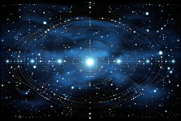 Cosmic Nebula with Stars and Gas Clouds
