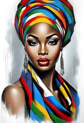 Fototapeta premium Portrait of an African woman. Beautiful Woman, African Woman with AI
