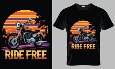 Ride free - Motorcycle typography vector T-shirt design. 
motivational and inscription quotes.
perfect for print item and bags, posters, cards. 
isolated on black background