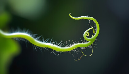A vibrant plant looks like green caterpillar dominates the scene