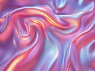 Obraz premium A vibrant, iridescent fabric with flowing textures in pink and blue hues.