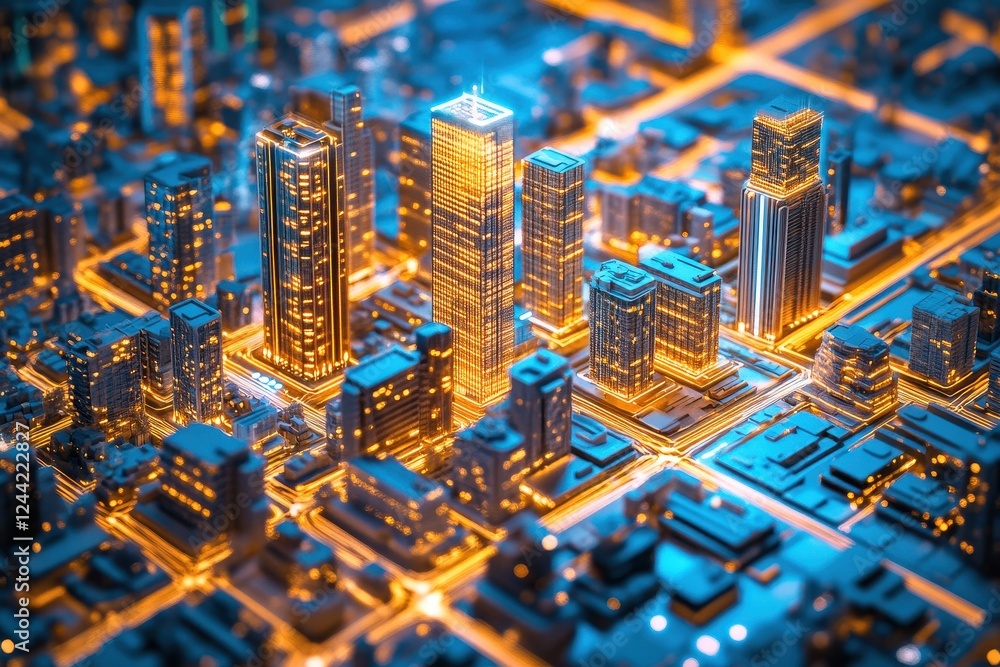 Poster cityscape with 3d modeling software visualizing urban design concepts and architectural plans .