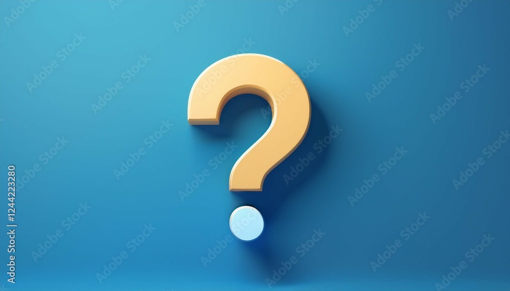 Aufkleber question mark on blue background 3d rendering faq and qa problem solution