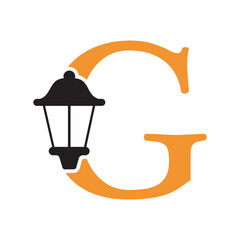 Initial Lantern Logo Combine With Letter G Vector Template