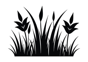 grass silhouette, Seamless grass silhouette, grass vector illustration. 
