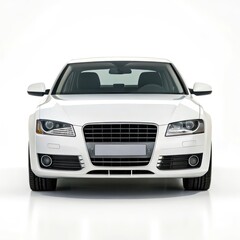 White Luxury Car on White Background, Modern Vehicle Design