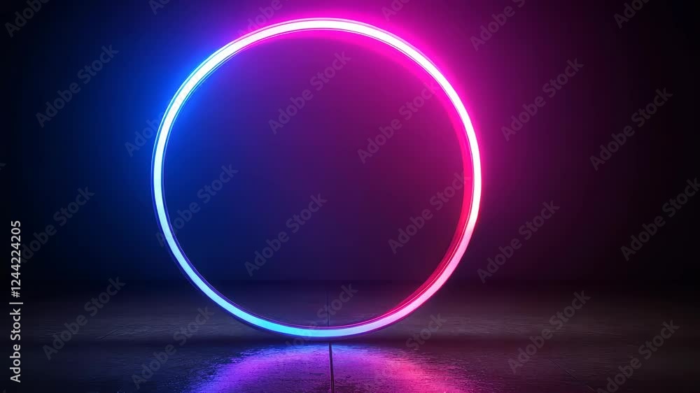 Poster neon circle light progression: pulsing colors and dynamic glow