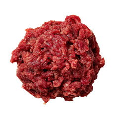 Obraz premium Fresh ground beef, raw meat, food ingredient, uncooked, red color, organic, protein source, culinary use, kitchen preparation, healthy diet