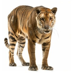 Obraz premium Studio shot of a sumatran tiger standing, isolated on white
