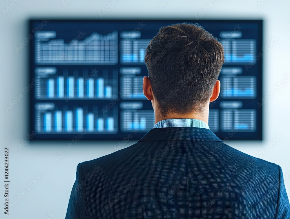 Poster analyzing business data trends office environment informative visuals professional perspective analy