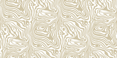 Vector seamless pattern with liquid effect, fluid organic shapes, flowing lines. Abstract gold marble acrylic texture. Luxury golden background with distorted waves, melting surface. Repeated design