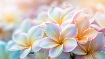 Soft focus exotic petals in pastel hues nature garden floral photography serene environment close-up view