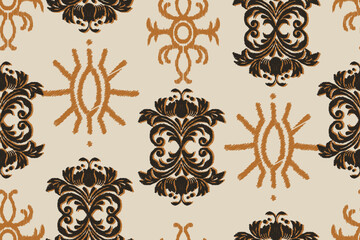 Seamless Patterns ethnic oriental iKat pattern traditional design for background backdrop carpet wallpaper clothing batik fabric tribal textile vector illustration ikat print embroidery motif style