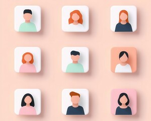 Gig economy representation with floating profile cards of freelancers, solid peach background