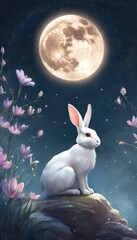 Rabbit under the full moon