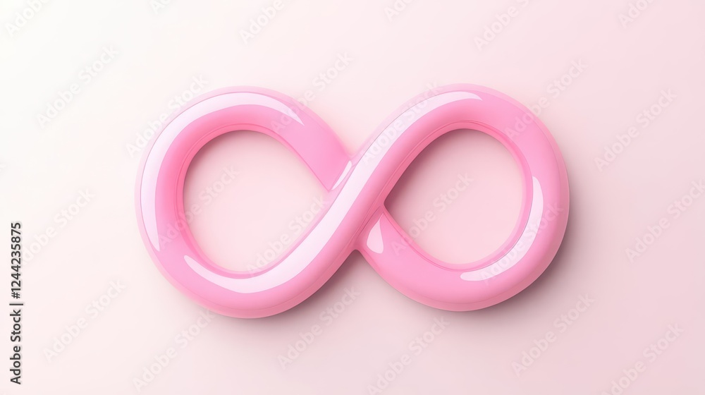 Poster abstract infinity loop created from a single smooth line, solid pale lavender background