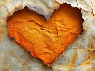 Fototapeta premium Heart cutout detail on a piece of parchment paper