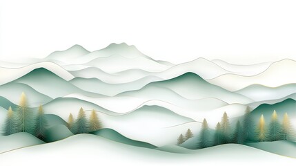 Serene Mountain Landscape with Soft Hues and Gentle Curves