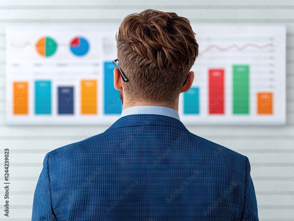 Aufkleber analyzing business growth trends with data visualization office environment infographic charts profe