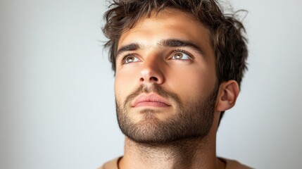 Obraz premium minimalistic portrait of 30 years old man on white background