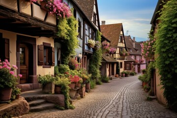 Fototapeta premium Beautiful Old Medieval Village Eguisheim in Alsace, France: A Romantic Route Through History