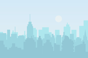 City skyline vector illustration. Urban landscape cityscape in flat style. City silhouette. Cityscape backgrounds. Daytime or Nighttime city skyline.