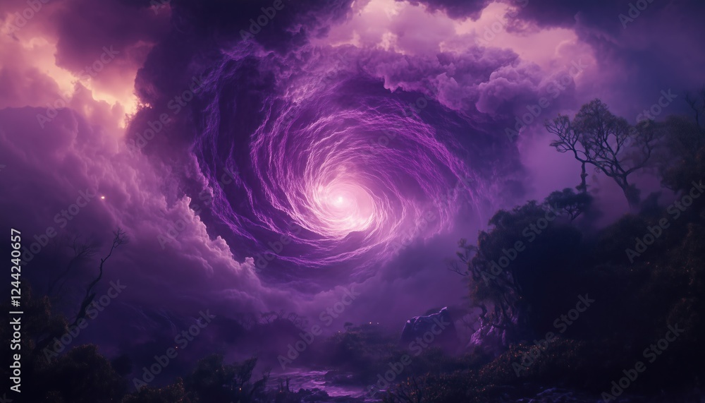 Poster digital purple curve vortex: a fantasy rendering on computer. stunning and captivating visual creati