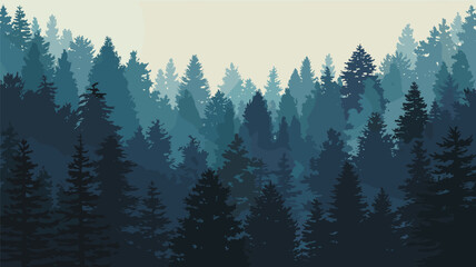Obraz premium Layered Coniferous Forest Silhouette