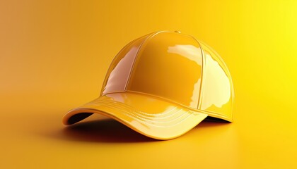 Digital Rendering Of A Yellow Cap: A Computer Generated Image Of A Yellow Cap Created Using Digital Technology.