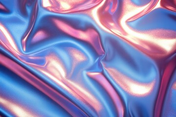 A close-up of shimmering blue and pink satin fabric, showcasing texture.