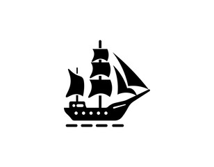 Vector illustration of a sailing ship in a minimalist style on a white background for a logo	