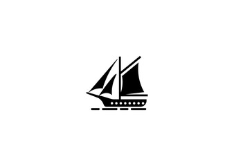 Vector illustration of a sailing ship in a minimalist style on a white background for a logo