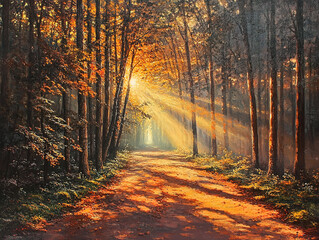 Obraz premium Nature's Beauty: Sunlight and Beech Tree