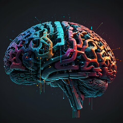 digital brain representing artificial intelligence, deep learning.