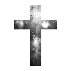 Abstract grayscale cross religious symbol spiritual faith belief hope art on transparent background