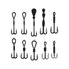 fishing hooks silhouettte vector art illustration 