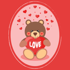 Cute Funny Textured Bear with Love Heart