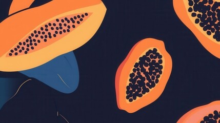 Fototapeta premium Vibrant Papaya Fruit Pattern Design: A Modern Abstract Print