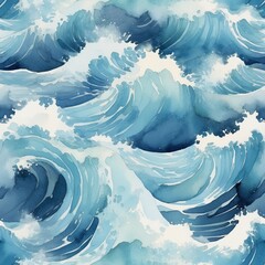 Waves crash against each other in deep blue ocean waters during a sunny day