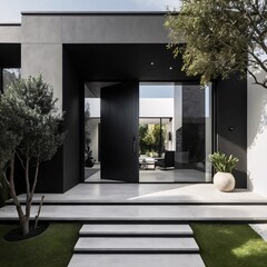 Entrada a una casa vista desde el exterior