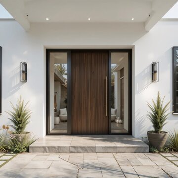 Entrada a una casa vista desde el exterior