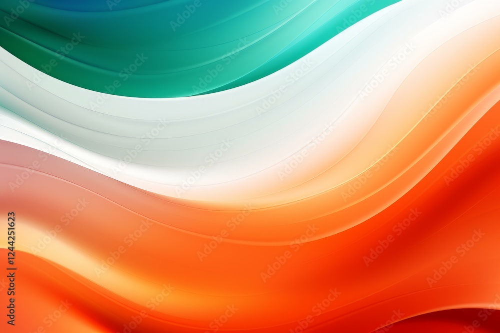 Aufkleber Abstract colorful wavy background blending red, orange, white and teal colors, creating smooth transitions and a dynamic visual effect