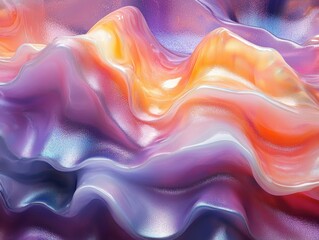 Obraz premium Abstract colorful waves with a glossy texture creating a fluid visual effect.